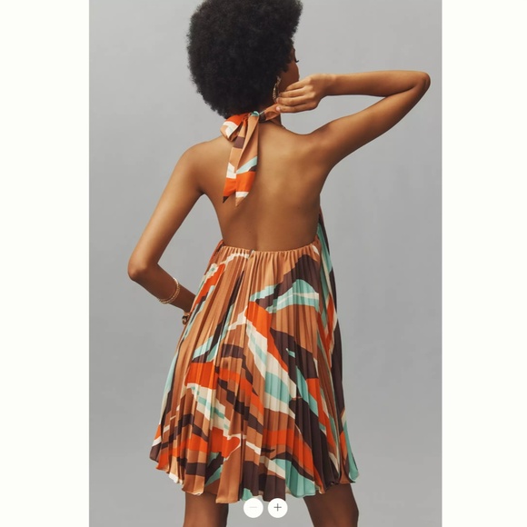 Anthropologie Hutch Halter Pleated Swing Mini Dress - Picture 3 of 4
